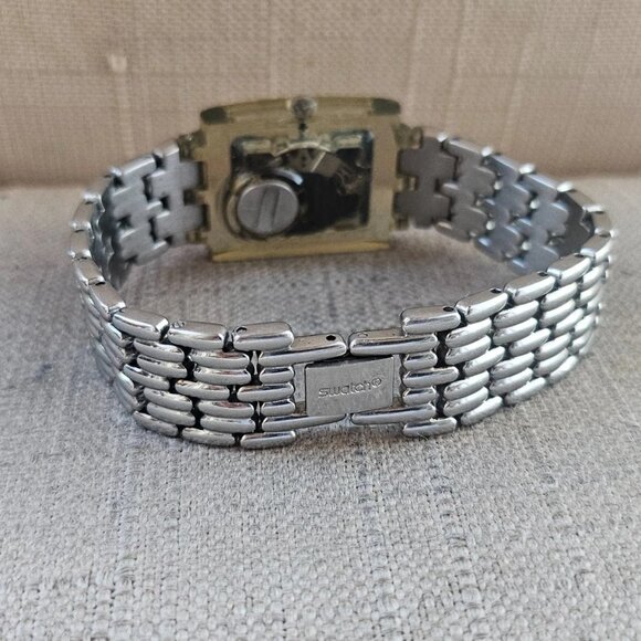 Vintage Swatch Swiss Ladies Wristwatch Quartz Analog Silver Tone Wrist Watch - Picture 11 of 12